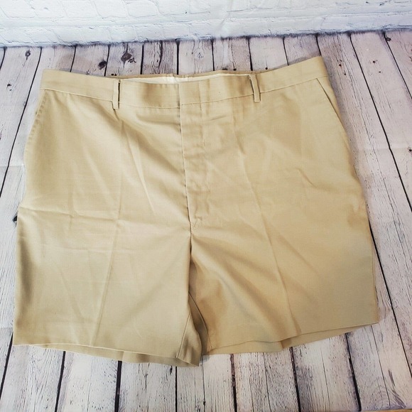 Vintage Knights Bridge 40 Men's Shorts Tan Pleated Front Belt Loops Pockets-Flaw - Picture 1 of 10